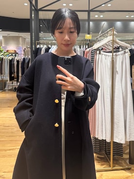 「アイテム（ノーカラーコート）」を使った、moriさん（レディース・148cm）の秋コーディネート