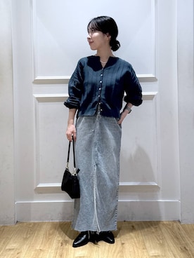 「アイテム（デニムスカート）」を使った、moriさん（レディース・148cm）の秋コーディネート