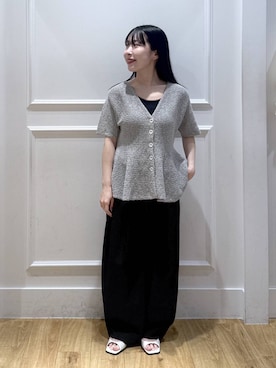 「A part by（アパートバイ）のダブルストラップミュール（パンプス、ホワイト系）」を使った、moriさん（レディース・148cm）の春コーディネート