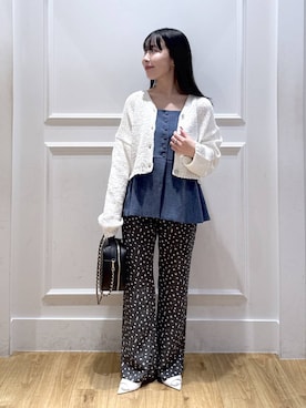 「A part by（アパートバイ）の【多機能】リネンライクベスト（ベスト、ブルー系）」を使った、moriさん（レディース・148cm）の春コーディネート