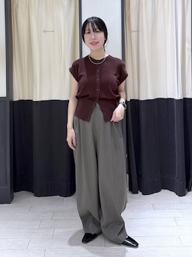 「アイテム（セットアップ、ブラウン系）」を使った、moriさん（レディース・148cm）の夏コーディネート