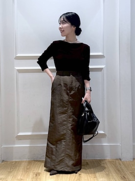 「A part by（アパートバイ）のワンショルカナグツキバッグ（ハンドバッグ）」を使った、moriさん（レディース・148cm）の秋コーディネート