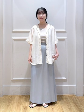 「A part by（アパートバイ）のキュプラナロースカート（スカート、ブルー系）」を使った、moriさん（レディース・148cm）の夏コーディネート