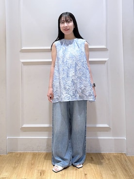 「A part by（アパートバイ）のテンセルデニムパンツ（デニムパンツ、ブルー系）」を使った、moriさん（レディース・148cm）の夏コーディネート