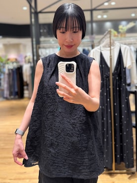 「A part by（アパートバイ）のオパールジャガードチュニック（チュニック、ブラック系）」を使った、moriさん（レディース・148cm）の春コーディネート