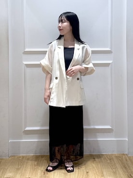 「A part by（アパートバイ）の２WAYラメタンクトップ（タンクトップ、ブルー系）」を使った、moriさん（レディース・148cm）の春コーディネート