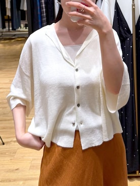 「A part by（アパートバイ）のスクエアリブタンク（タンクトップ、ホワイト系）」を使った、moriさん（レディース・148cm）の夏コーディネート