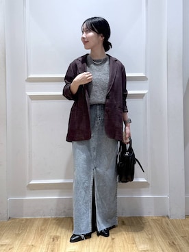 「アイテム（デニムスカート）」を使った、moriさん（レディース・148cm）の秋コーディネート