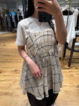 「A part by（アパートバイ）のサンドウォッシュフライスTシャツ（Tシャツ/カットソー、ホワイト系）」を使った、moriさん（レディース・148cm）の春コーディネート