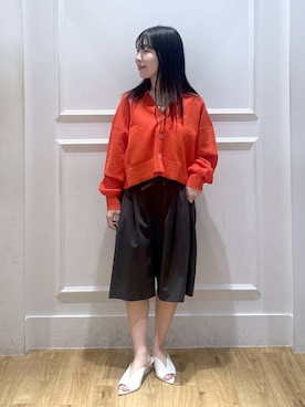 「A part by（アパートバイ）のポインテッドスリットミュール（その他シューズ、ホワイト系）」を使った、moriさん（レディース・148cm）の春コーディネート