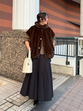 「スカートコーデ」｜「アイテム（ブルゾン）」を使った、yamaiさん（レディース・163cm）の冬コーディネート