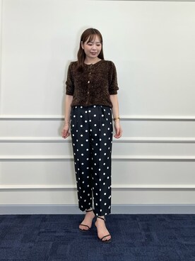 「NOLLEY’S Sophi（ノーリーズソフィ）のバックサテンドットバレルパンツ（その他パンツ）」を使った、kandaさん（レディース・162cm）の夏コーディネート