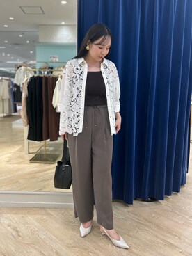 「ブラウスコーデ」｜「アイテム（アクセサリー）」を使った、kandaさん（レディース・162cm）の秋コーディネート