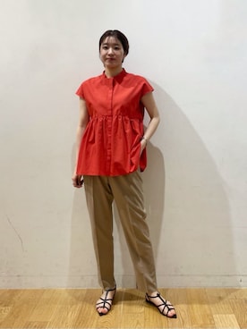 「ビジネス」｜「アイテム（サンダル）」を使った、asunaさん（レディース・162cm）の春コーディネート