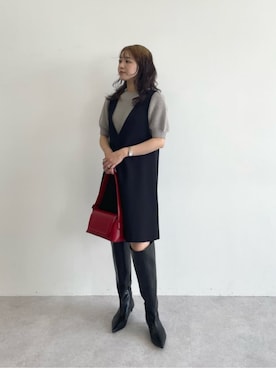 「秋服」｜「アイテム（ジャンパースカート）」を使った、asunaさん（レディース・162cm）の秋コーディネート