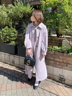 「アイテム（トレンチコート、ピンク系）」を使った、saki7211さん（レディース・157cm）の春コーディネート
