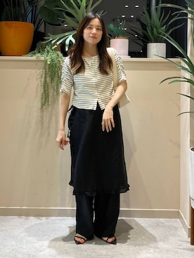 「LOWRYS FARM（ローリーズファーム）のタックスクエアショルダーＢＡＧ 656238（ショルダーバッグ、ホワイト系）」を使った、ゆーみさん（レディース・156cm）の春コーディネート