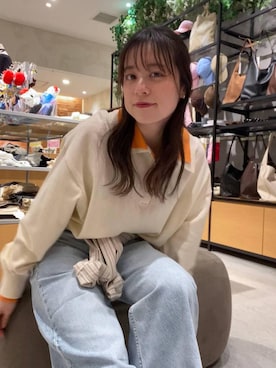 「LOWRYS FARM（ローリーズファーム）のレースデニム　601055（デニムパンツ、ブルー系）」を使った、ゆーみさん（レディース・156cm）の春コーディネート