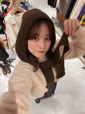 「アイテム（スカート、グリーン系）」を使った、ゆーみさん（レディース・156cm）の冬コーディネート