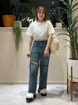 「アイテム（その他トップス、シルバー系）」を使った、ゆーみさん（レディース・156cm）の夏コーディネート