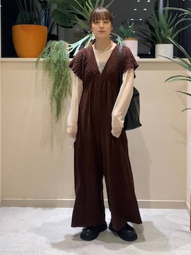 「アイテム（サロペット/オーバーオール）」を使った、ゆーみさん（レディース・156cm・20代）の秋コーディネート