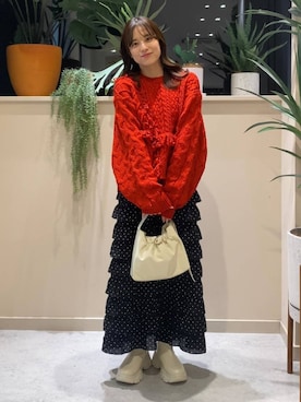 「アイテム（ポロシャツ）」を使った、ゆーみさん（レディース・156cm）の冬コーディネート