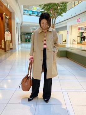 「GEVACO」｜「アイテム（ステンカラーコート）」を使った、Yamazakiさん（レディース・157cm）の冬コーディネート