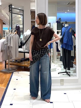 「アイテム（ネックレス、ゴールド系）」を使った、Yamazakiさん（レディース・157cm）の夏コーディネート