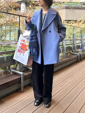 「アイテム（ストール/ショール）」を使った、Yamazakiさん（レディース・157cm）の冬コーディネート