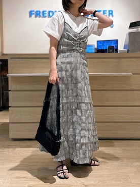 「みんなの白Tフェス」｜「アイテム（ワンピース/ドレス）」を使った、Yamazakiさん（レディース・157cm）の夏コーディネート
