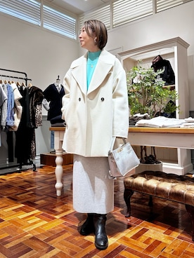 「アイテム（ダッフルコート）」を使った、Yamazakiさん（レディース・157cm）の秋コーディネート