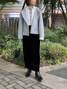 「ベロアスカート」｜「アイテム（ブルゾン）」を使った、Yamazakiさん（レディース・157cm）の秋コーディネート