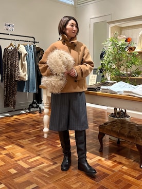 「アイテム（ピーコート）」を使った、Yamazakiさん（レディース・157cm）の冬コーディネート