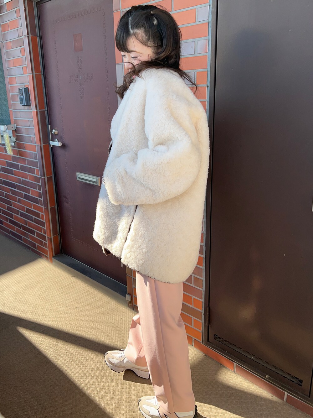 「casafline、女の子コーデ、ヘビロテ、ほめられ本命コーデ」｜「CASA FLINEのアイテム（ダッフルコート、ホワイト系）」を使った、chaozu/chami さん（レディース・160cm）の冬コーディネートの1枚目の写真