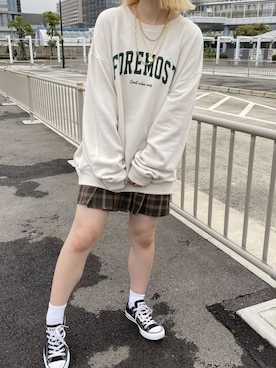 「apres jour（アプレジュール）のアイテム（スウェット）」を使った、ᴋᴀɴᴋᴀɴ🍒さん（レディース・153cm）の夏コーディネート