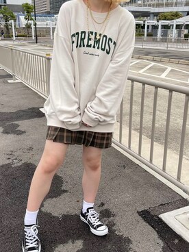「apres jour（アプレジュール）のアイテム（スウェット）」を使った、ᴋᴀɴᴋᴀɴ🍒さん（レディース・153cm）の春コーディネート