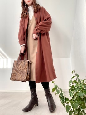 「URBAN RESEARCH ROSSO」｜「アイテム（ステンカラーコート）」を使った、＊𝒂𝒎𝒆𝒍𝒊𝒆𝒆＊さん（レディース・158cm）の冬コーディネート