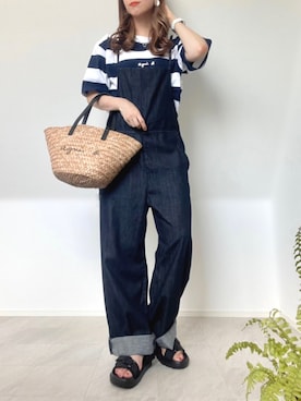 「デニムっていいよね」｜「アイテム（サロペット/オーバーオール）」を使った、＊𝒂𝒎𝒆𝒍𝒊𝒆𝒆＊さん（レディース・158cm）の夏コーディネート