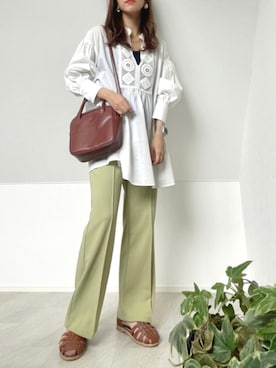 「ALTROSE（アルトローズ）の2WAY ミニボストン　[ラピス]（ショルダーバッグ）」を使った、＊𝒂𝒎𝒆𝒍𝒊𝒆𝒆＊さん（レディース・158cm）の夏コーディネート