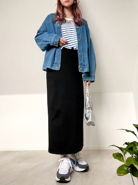 「GRL」｜「アイテム（デニムジャケット）」を使った、＊𝒂𝒎𝒆𝒍𝒊𝒆𝒆＊さん（レディース・158cm）の春コーディネート