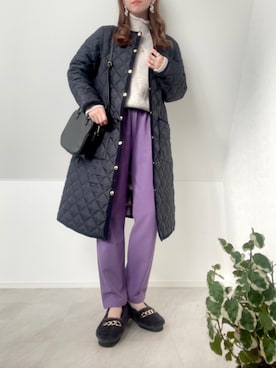 「MACKINTOSH PHILOSOPHY（ﾏｯｷﾝﾄｯｼｭ ﾌｨﾛｿﾌｨｰ）のアイテム（ノーカラーコート）」を使った、＊𝒂𝒎𝒆𝒍𝒊𝒆𝒆＊さん（レディース・158cm）の秋コーディネート