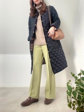「MACKINTOSH PHILOSOPHY（ﾏｯｷﾝﾄｯｼｭ ﾌｨﾛｿﾌｨｰ）のアイテム（ノーカラーコート）」を使った、＊𝒂𝒎𝒆𝒍𝒊𝒆𝒆＊さん（レディース・158cm）の秋コーディネート