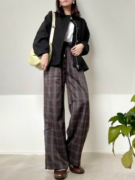 「アイテム（ノーカラージャケット）」を使った、＊𝒂𝒎𝒆𝒍𝒊𝒆𝒆＊さん（レディース・158cm）の秋コーディネート