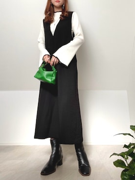 「ANGIE（アンジー）のアイテム（ジャンパースカート）」を使った、＊𝒂𝒎𝒆𝒍𝒊𝒆𝒆＊さん（レディース・158cm）の冬コーディネート