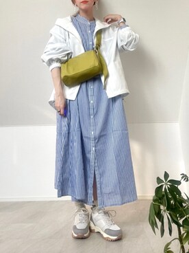 「春服デビュー宣言」｜「アイテム（シャツワンピース）」を使った、＊𝒂𝒎𝒆𝒍𝒊𝒆𝒆＊さん（レディース・158cm）の春コーディネート