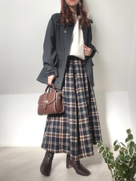 「MACKINTOSH PHILOSOPHY（ﾏｯｷﾝﾄｯｼｭ ﾌｨﾛｿﾌｨｰ）のアイテム（ブルゾン）」を使った、＊𝒂𝒎𝒆𝒍𝒊𝒆𝒆＊さん（レディース・158cm）の冬コーディネート