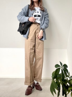 「ORiental TRaffic（オリエンタルトラフィック）のビットモチーフスクエアトゥローファー/11310（ローファー）」を使った、＊𝒂𝒎𝒆𝒍𝒊𝒆𝒆＊さん（レディース・158cm）の冬コーディネート