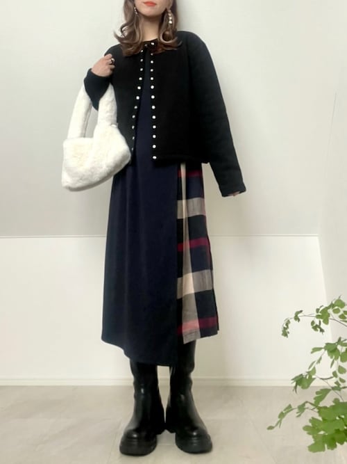 agnes b. コットン メルトン 長袖 カーディガンプレッション agnes b.（アニエスベー） カーディガン コットン メルトン 長袖
