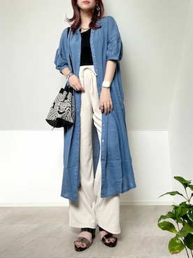 「shein」｜「アイテム（パンツ、ホワイト系）」を使った、＊𝒂𝒎𝒆𝒍𝒊𝒆𝒆＊さん（レディース・158cm）の夏コーディネート