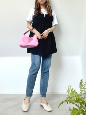 「ごきげんウィーク」｜「アイテム（チュニック）」を使った、＊𝒂𝒎𝒆𝒍𝒊𝒆𝒆＊さん（レディース・158cm）の春コーディネート